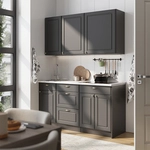 Singlek&uuml;che Fame-line, Anthrazit-gold Landhaus/anthrazit, 150 Cm Ohne Arbeitsplatte,