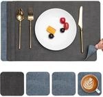 Platzsets Abwaschbar 4er Set, Doppelseitig, Lederoptik, Wasserdicht, Grau...