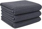 Microfaser Geschirrt&uuml;cher 3 St&uuml;ck Grau Waffelgewebe 40 Cm X 56 Cm Saugf&auml;hig