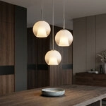 Led Pendelleuchte H&ouml;henverstellbar Esszimmerlampe Glaskugeln Verchromt H 120 Cm