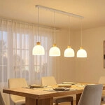 Led H&auml;ngeleuchte Pendelleuchte Esszimmerlampe K&uuml;rzbar Wei&szlig; Metall H 120 Cm