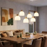 Led H&auml;ngeleuchte Pendelleuchte Esszimmerlampe 6-flammig Wei&szlig; Metall L 105 Cm