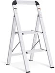 Aluminium Trittleiter 2 Stufen Klappbar Mit Handlauf, Bis 150 Kg Belastbar