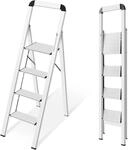 Aluminium Trittleiter 4 Stufen Klappbar Mit Handlauf, Bis 150 Kg Belastbar