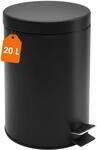 Edelstahl Tretm&uuml;lleimer Rund Schwarz Matt 45 X 29 Cm Mit Deckel - 20 L - Metall