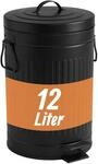 Relaxdays M&uuml;lleimer, 12 Liter, K&uuml;che, Bad, Entnehmbarer Inneneimer, Fu&szlig;pedal,