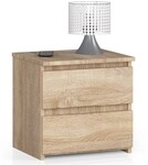 Abamihome - Nachttisch Akord Cl2 In Der Farbe Sonoma-eiche Mit 2 Schubladen B40...