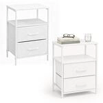 Relaxdays Nachttisch, 2er Pack, 2 Schubladen & Ablagen, Hxbxt: 61 X 38 X 28 Cm, Bett