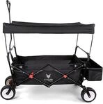 Fuxlife Fx-ct350 Schwarz Faltbarer Bollerwagen 75 Kg Tragkraft, Sonnendach &