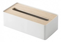 Yamazaki Elegante Aufbewahrungsbox Wei&szlig; Naturholz