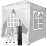 Faltpavillon 2x2m Wetterfest H&ouml;henverstellbar Mit Fenstern Und Rei&szlig;verschluss