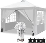 Pavillon 3x3m Wei&szlig; Mit 4 Seitenteilen Und Bel&uuml;ftung