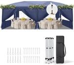 Faltpavillon 3x6m Blau, Wasserdicht, Uv-schutz 50+, Mit 6 Seitenteilen