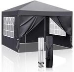 Pavillon 3x3m Wasserdicht Uv-schutz 50+ Mit 4 Seitenteilen Dunkelgrau