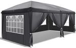 Faltpavillon 3x6m Grau, Wasserdicht, H&ouml;henverstellbar, Mit 6 Seitenteilen