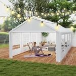 Partyzelt 4x8m Wei&szlig;, Wasserdicht, Uv-schutz, Stahlrahmen, Mit Fenstern