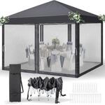 Pavillon 3x3m Wasserdicht Uv-schutz 50+ Mit 4 Mesh-seitenteilen, Dunkelgrau