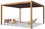 Primeyard Pergola 4x4 M Aluminium-pfosten Mit Lamellendach Aus Stahl Holzfarbene