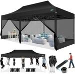 Faltpavillon 3x6m Mit 6 Netzseitenw&auml;nden, Wasserdicht & Stabil