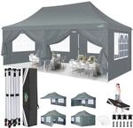 Faltpavillon 3x6m Wasserdicht Uv50+ Mit 6 Seitenw&auml;nden, Partyzelt F&uuml;r Garten &