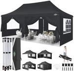Faltpavillon 3x6m Wasserdicht Uv50+ Mit 6 Seitenw&auml;nden, Partyzelt F&uuml;r Garten &