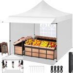 Faltpavillon 3x3m Mit Markise, 3 Seitenw&auml;nden, Wasserdicht, Winterfest