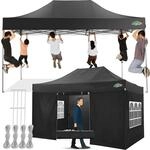 Faltpavillon 3x4,5m Wasserdicht Mit 4 Seitenw&auml;nden, Stabil, Schwarz