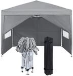 Faltpavillon 3x3m Mit Seitenteilen Und Fenstern, Wasserdicht, Uv-schutz, Grau