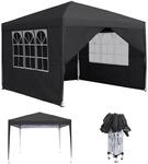 Faltpavillon 3x3m Anthrazit Wasserdicht Mit 4 Fenstern Und Seitenteilen