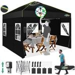 Faltpavillon 3x3m Wasserdicht Mit 4 Seitenw&auml;nden, Stabil, Winterfest