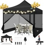 Faltpavillon 3x3m Wasserdicht Mit 4 Netz-seitenw&auml;nden, H&ouml;henverstellbar,...