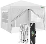Faltpavillon 3x3m Mit 6 Seitenw&auml;nden, Wasserdicht, Wei&szlig;
