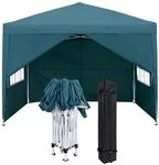 Faltpavillon 3x3m Mit Seitenteilen Und Fenstern, Wasserdicht, Uv-schutz, Gr&uuml;n