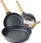 Pfannenset 3-teilig Induktion Antihaftbeschichtung Granit-optik 20/24/28cm