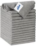 Mikrofaser Reinigungst&uuml;cher 15er Set, 30x30cm, Grau, Saugf&auml;hig & Streifenfrei