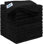 Mikrofasert&uuml;cher 12er Set, 32x32cm, Schwarz, Hochsaugstark, Fusselfrei