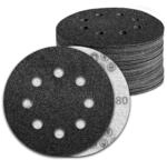 100x Schleifpapier 125mm Klett 8 Loch K&ouml;rnung 80 F&uuml;r Exzenterschleifer