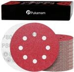 120x Schleifpapier 125mm Klett P80 8 Loch F&uuml;r Exzenterschleifer Holz Metall...