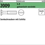 Iso 2009 Senkkopfschraube M2,5x30 Stahl 4.8 Galvanisch Verzinkt Schlitz 800 Stk