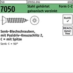 Iso 7050 Form Cz Senkkopf-blechschraube Vg 4,8x13 Stahl Galvanisch Verzinkt Pz 500