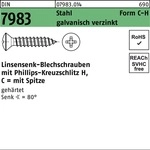 Linsensenkblechschraube Din 7983 M.kreuzschlitz-ph C 5,5 X 45 -h Stahl Geh&auml;rtet