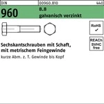 Din 960 Sechskant-schaftschraube Feingewinde M14x90 Stahl 8.8 Galvanisch...