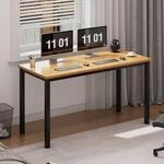 Schreibtisch 100x60cm Computertisch Home Office Mit Metallgestell Teak Schwarz