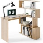 L-f&ouml;rmiger Computertisch Mit Drehbarem B&uuml;cherregal, Eiche