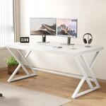 Schreibtisch 140x60cm Industrie Design Wei&szlig; Mit Metallrahmen