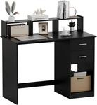 Schreibtisch Mit Schubladen Und Regal, 105cm, Schwarz
