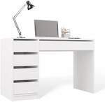 Arto Schreibtisch Wei&szlig; 120 Cm 5 Schubladen Schrank Modern F&uuml;r B&uuml;ro Und...