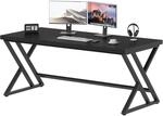 Schreibtisch Schwarz Metall Holz 152x60cm, Moderner Computertisch F&uuml;r Homeoffice