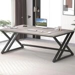 Schreibtisch 180x80cm Grau Eiche Mit Metallgestell F&uuml;r Home Office & Gaming