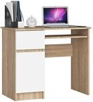 Pc-schreibtisch Akord Piksel Links In Der Farbe Sonoma-eiche Schublade Front Wei&szlig;